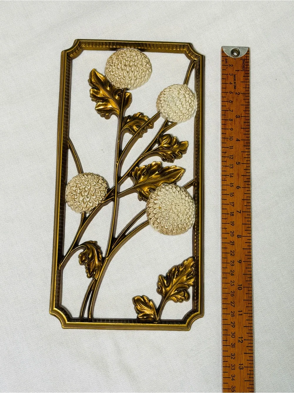MCM 1955 Dart Industries Plastic Gold Flower Wall Seasonal Accents Set of 2